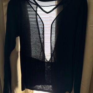 Black Mesh Long Sleeve Top